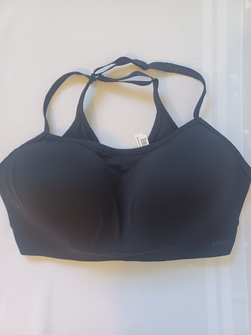 Victoria's Secret Pink Black Padded Seamless Sports Bra Athleisure XL